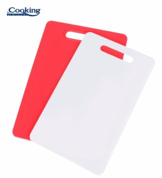 SET OF 2 PLASTIC CUTTING BOARDS, Red+White