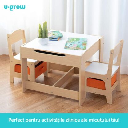 Table and 2 chairs set, natural wood, U-Grow - Image 10