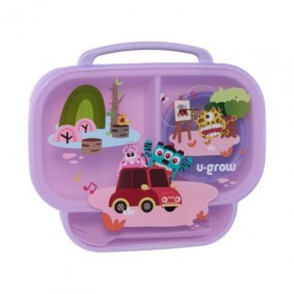 Compartmented plate with lid, purple