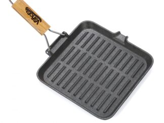 GRILL PAN, FOUNTAIN, WOOD HANDLE, REMOVABLE, 23X2CM