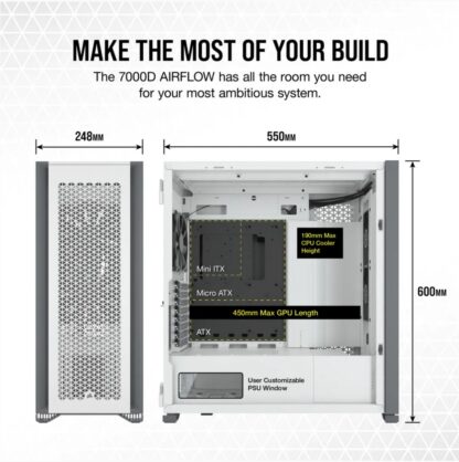 Corsair Case 7000D AIRFLOW Full-Tower White - Image 4