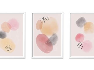Set of 3 paintings 40x60 cm Abstract Pink