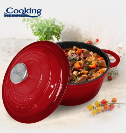 ENAMEL CAST IRON SEMI-PAN+LID 28X13 CM, 6L, RED LINE - Image 3