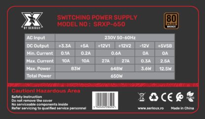 PSU PC SERIOUX 650W FAN 12CM - Image 2