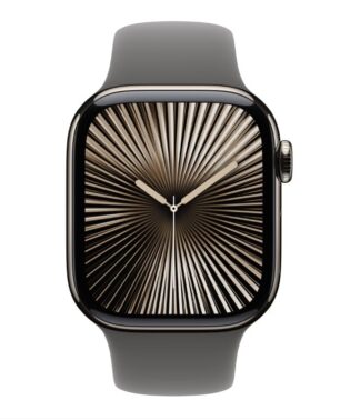 Apple Watch Series 10 GPS + Cellular 42mm Natural Titanium Case with Stone Grey Sport Band - M/L