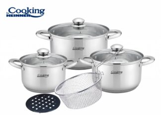 PIECE STAINLESS STEEL COOKING SET