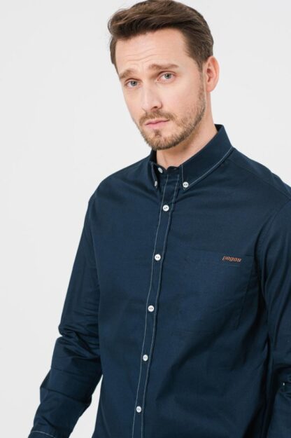 Men's Casual Shirt Dark Navy L - Image 4