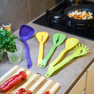 SET 5 KITCHEN UTENSILS, NYLON, MULTICOL