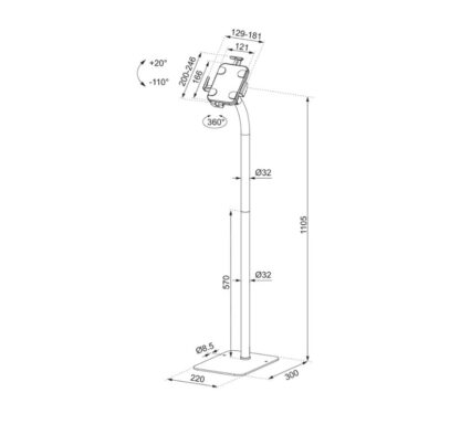 Neomounts Floor Stand 7.9"-11" 1kg White - Image 2