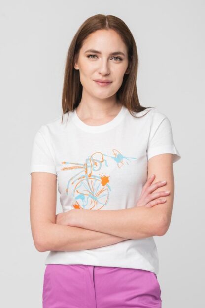 Casual T Shirt F Bicycle Color White-S - Image 2