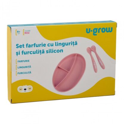 Silicone plate and spoon set, pink - Image 3
