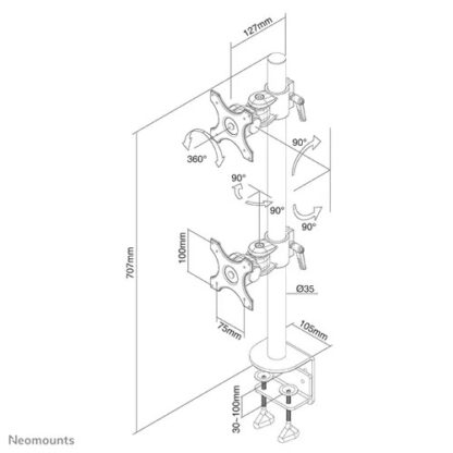 Neomounts Screen TV Desk Clamp FullM x2 10"-27" - Image 2