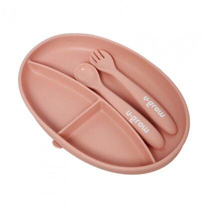 Silicone plate and spoon set, pink - Image 2