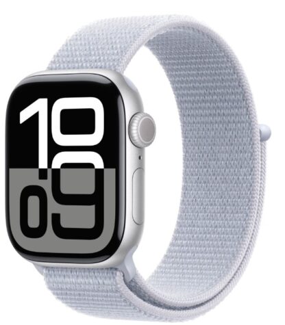 Apple Watch SE GPS 44mm Silver Aluminium Case with Blue Cloud Sport Loop