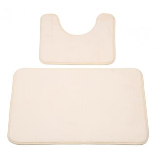Set of 2 beige memory foam bath mats