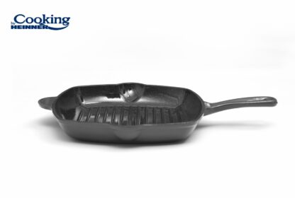 GRILL PAN CAST IRON ENAMELED 26.5X4.5 CM, MARBLE GREY