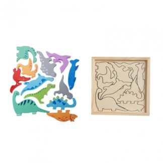WOODEN PUZZLES WITH DINOSAURS, 12 PIECES