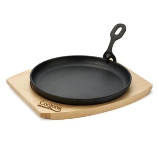 Round cast iron serving tray D22CM, wood base