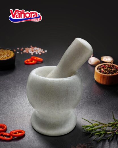 MORTAR WITH MARBLE PISTIL, DIA 9.5 CM, WHITE - Image 2