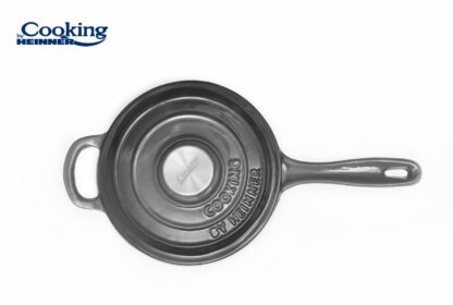 ENAMELED CAST IRON CASSEROLE + LID 19X9 CM,1.8L,MARBLE GREY - Image 3