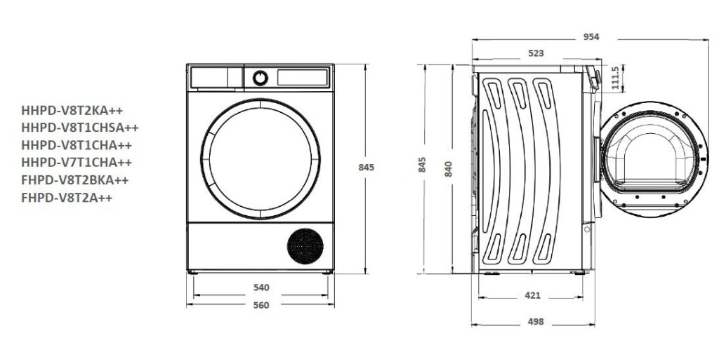 Clothes dryer with heat pump Heinner HHPD-V8T1CHA++ - Image 2