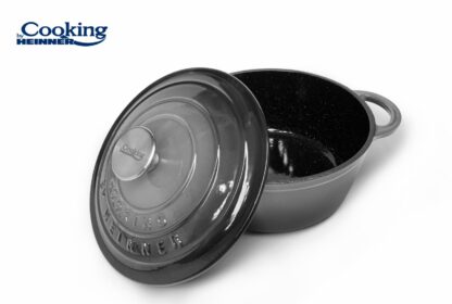 ENAMELED CAST IRON POT+LID 24x11.5CM,4L,MARBLE GREY - Image 2