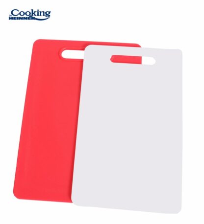 SET OF 2 PLASTIC CUTTING BOARDS, Red+White