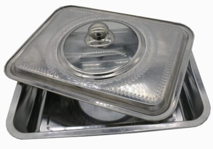 OVEN TRAY WITH LID, STAINLESS STEEL, 39x29x7 CM