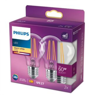 Pack of 2 vintage Philips Classic LED bulbs