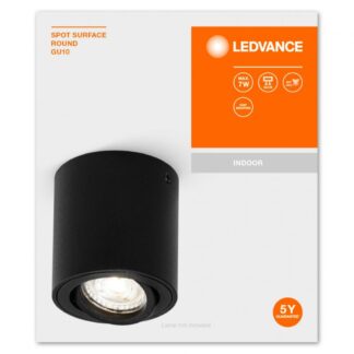 SPOT SURFACE ROUND BK GU10 LEDV