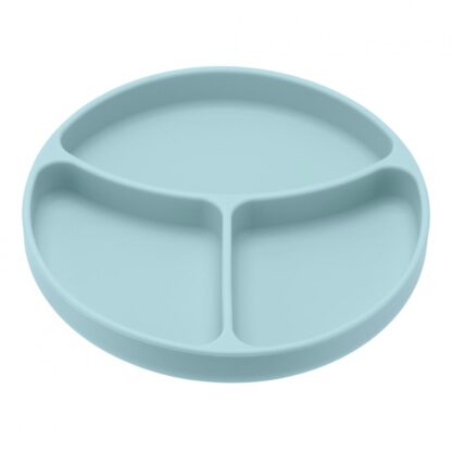 Silicone plate with suction cup, blue