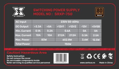 PSU PC SERIOUX 750W FAN 12CM - Image 2