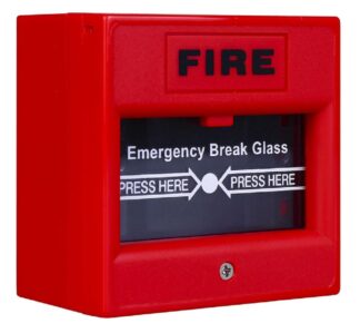 Fire button with glass window Red