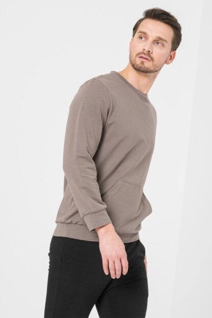 Men's Casual Cotton Blouse Taupe-S - Image 2