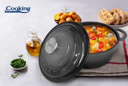 ENAMELED CAST IRON POT+LID 24x11.5CM,4L,MARBLE GREY - Image 7