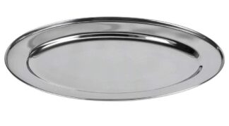 OVAL STAINLESS STEEL TRAY 55x38x2.5 CM