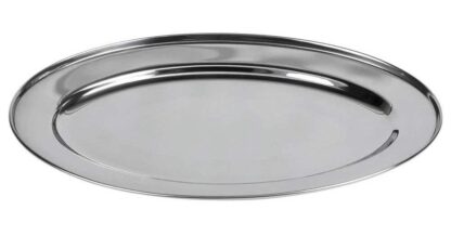 OVAL STAINLESS STEEL TRAY 55x38x2.5 CM