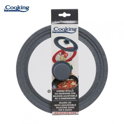 GLASS LID WITH ADJUSTABLE SILICONE EDGE ON 3 SIZES, 22/24/26 cm - Image 5