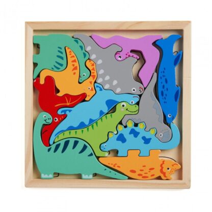 WOODEN PUZZLES WITH DINOSAURS, 12 PIECES - Image 2