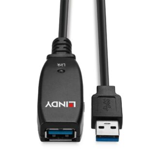 Lindy 15m USB 3.0 Active Extension Slim cable, black