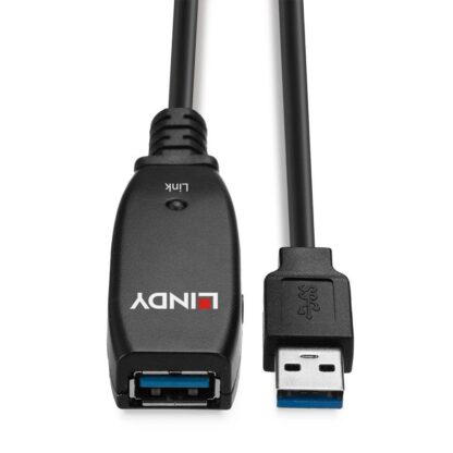 Lindy 15m USB 3.0 Active Extension Slim cable, black