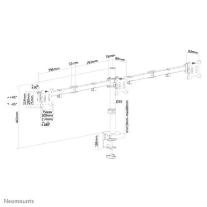 Neomounts Screen TV Desk Clamp FullM x3 10"-27" - Image 2