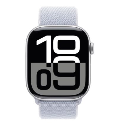 Apple Watch Series 10 GPS + Cellular 46mm Silver Aluminium Case with Blue Cloud Sport Loop