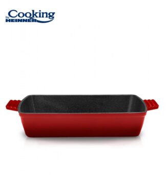 ENAMEL CAST IRON TRAY.33x23x7 CM, RED LINE