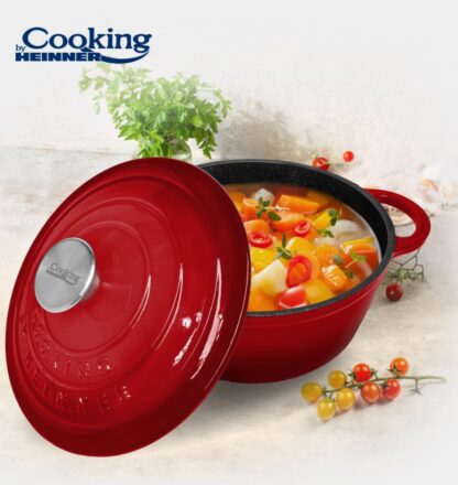 ENAMEL CAST IRON PAN+LID 22X9.5CM,2.9L, RED LINE - Image 4