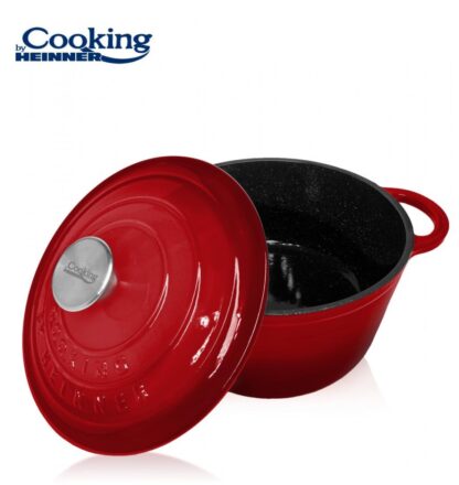 ENAMEL CAST IRON SEMI-PAN+LID 28X13 CM, 6L, RED LINE - Image 4
