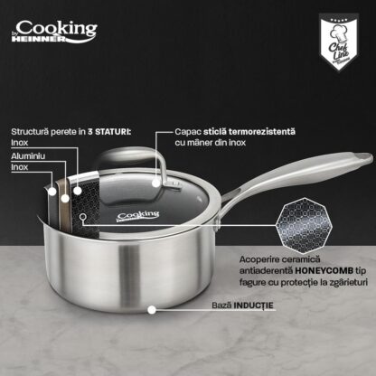 STAINLESS STEEL CASSEROLE + LID 18X9CM, 2L, TITANIUM3 - Image 5