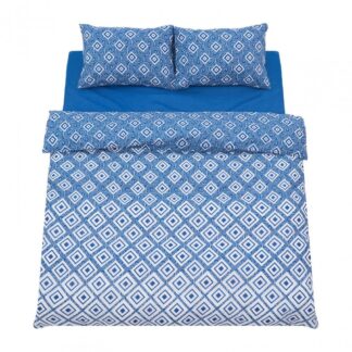 Lenjerie dubla 100% bumbac 4 piese, Blu