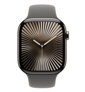 Apple Watch Series 10 GPS + Cellular 46mm Natural Titanium Case with Stone Grey Sport Band - S/M