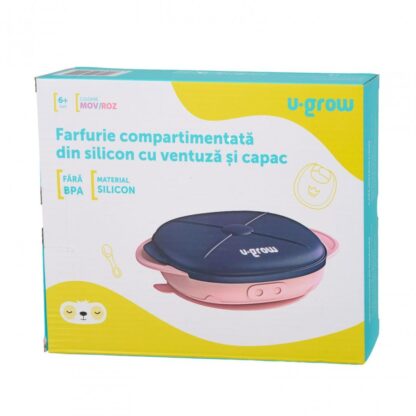 Silicone plate with lid, purple, U-Grow - Image 4